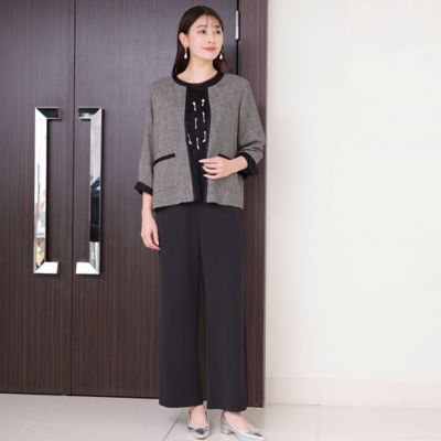 カラミ　ノーカラージャケット〔セットアップ対応〕（２１０３２４０５）