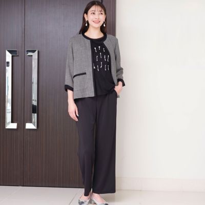 カラミ　ノーカラージャケット〔セットアップ対応〕（２１０３２４０５）