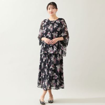 洗える・セットアップ可・3Lサイズあり】シフォンフラワーブラウス