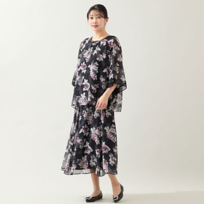洗える・セットアップ可・3Lサイズあり】シフォンフラワーブラウス 