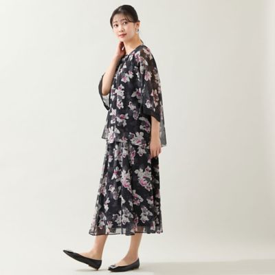 洗える・セットアップ可・3Lサイズあり】シフォンフラワーブラウス 