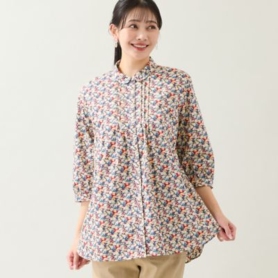 ＜MISSEL＞【リバティプリント・洗える・Ｌ～４Ｌサイズ】小花柄コットンシャツ（２１０３２６１４）