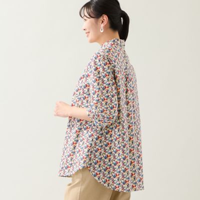 リバティプリント・洗える・L～4Lサイズ】小花柄コットンシャツ