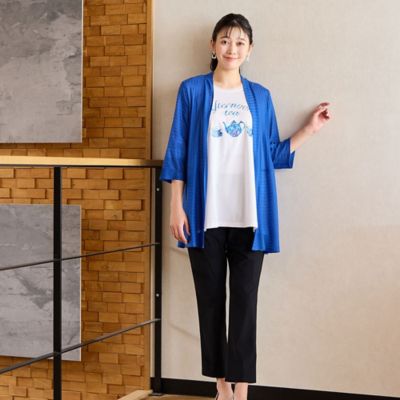 【洗える】レーシーボーダーカーディガン（２１０３３５０５）