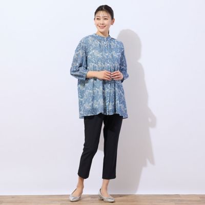 【洗える】Ｖ＆Ａ　チューリップ柄　パフスリーブシャツ（２１０３３５０７）