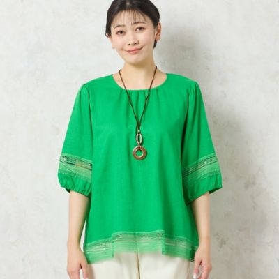 【一部店舗限定】レーヨン麻　パフスリーブブラウス（２１０３３５１２）