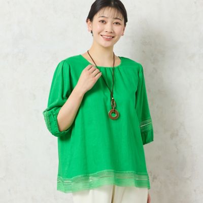 【一部店舗限定】レーヨン麻　パフスリーブブラウス（２１０３３５１２）
