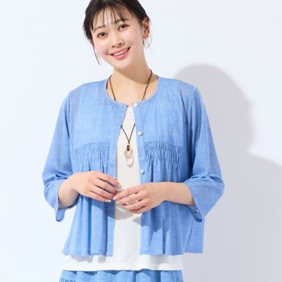 Q272 新品未使用 S シーニュ チュール ギャザー ブラウス レディース She's Closet ブラウス シャツ ボリュームスリーブリボン半袖チュール