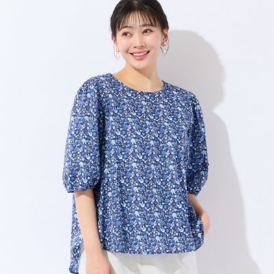 リバティプリント・洗える・L～4Lサイズ】小花柄コットンブラウス