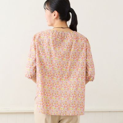 リバティプリント・洗える・L～4Lサイズ】小花柄コットンブラウス