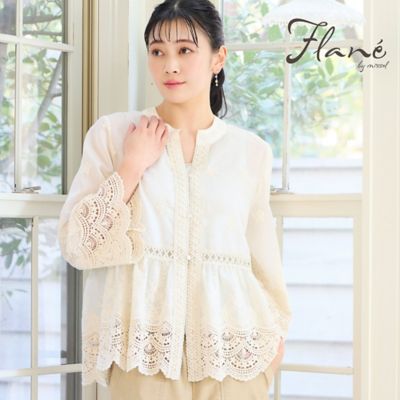 限定値下げ！新品未使用❤️今期 刺繍ブラウス ホワイト 🤍ウエスト切替レトロ刺繍ブラウス🖤｜スリーフォータイム｜ショップ