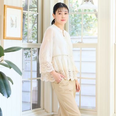 洗える・M～3Lサイズ】レース刺繍ブラウス（21033672