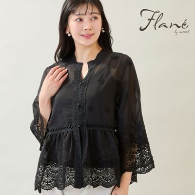 MISSEL/ミゼール 【洗える・Ｍ～３Ｌサイズ】レース刺繍ブラウス（２１０３３６７２）