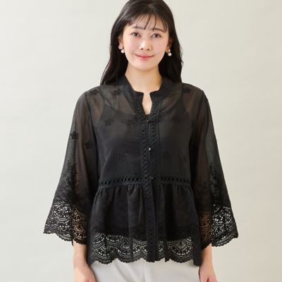 洗える・M～3Lサイズ】レース刺繍ブラウス（21033672