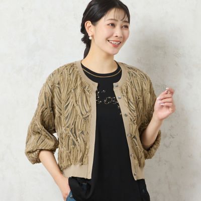 【洗える・限定カラーあり】テープ刺繍シアーカーディガン（２１０３４５１３）