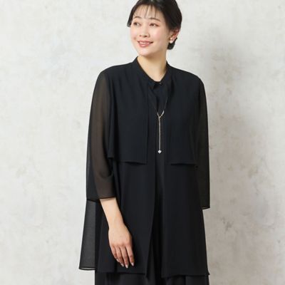 ＜MISSEL＞【洗える・セットアップ可能・３Ｌ／４Ｌサイズあり】ジョーゼットロングブラウス（２１０３４５１８）