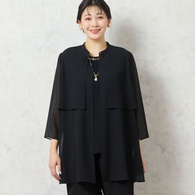 【洗える・セットアップ可能・３Ｌ／４Ｌサイズあり】ジョーゼットロングブラウス（２１０３４５１８）