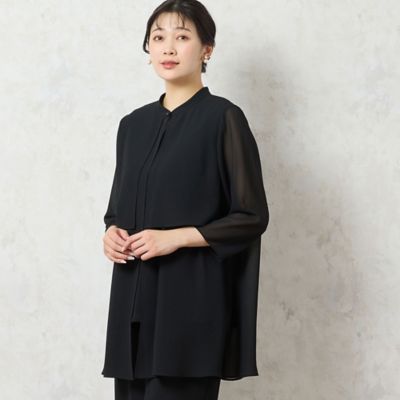 【洗える・セットアップ可能・３Ｌ／４Ｌサイズあり】ジョーゼットロングブラウス（２１０３４５１８）