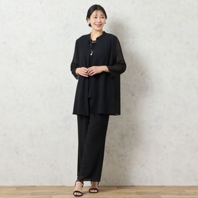 【洗える・セットアップ可能・３Ｌ／４Ｌサイズあり】ジョーゼットロングブラウス（２１０３４５１８）