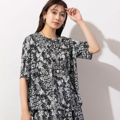 ＜MISSEL＞リーフプリントブラウス〔セットアップ対応〕（２１０３５３６２）