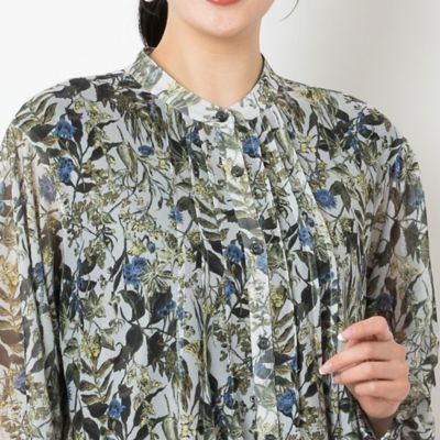 ボタニカル柄　ソフトチュールロングシャツ（２１０３５４１２）