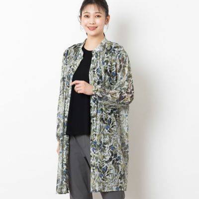 ボタニカル柄　ソフトチュールロングシャツ（２１０３５４１２）