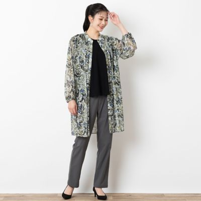ボタニカル柄　ソフトチュールロングシャツ（２１０３５４１２）