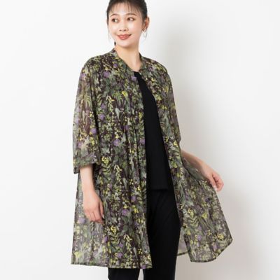 ボタニカル柄　ソフトチュールロングシャツ（２１０３５４１２）