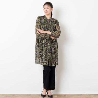 ボタニカル柄　ソフトチュールロングシャツ（２１０３５４１２）