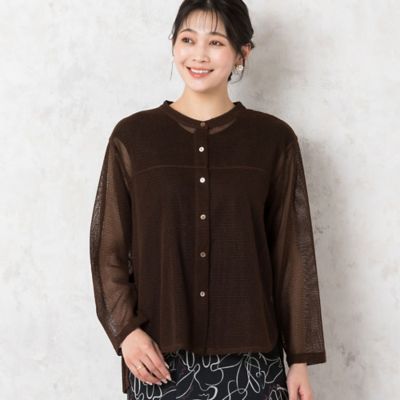 バックプリーツ　カラミメッシュブラウス（２１０３５４１７）