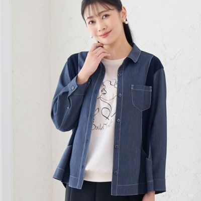 ＜MISSEL＞【洗える】リブ使いデニムシャツ（２１０３５５０８）