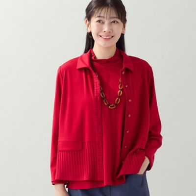 洗える・アンサンブル可・L～4Lサイズ】ベア天×針抜きカーディガン