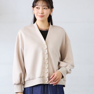 洗える・セットアップ可・3Lサイズあり】パールボタンVネック