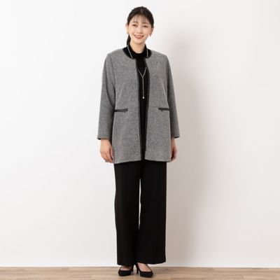 起毛ツイルニット　ノーカラージャケット（２１０３６４０３）