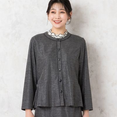 ノーカラーペプラムジャケット【セットアップ可】（２１０３６４３１）