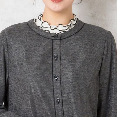 ノーカラーペプラムジャケット【セットアップ可】（２１０３６４３１）
