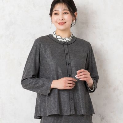 ノーカラーペプラムジャケット【セットアップ可】（２１０３６４３１）