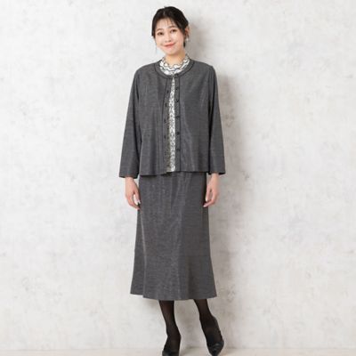 ノーカラーペプラムジャケット【セットアップ可】（２１０３６４３１）