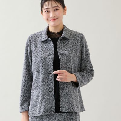 通勤・セレモニー対応》コットンツイードミドルジャケット