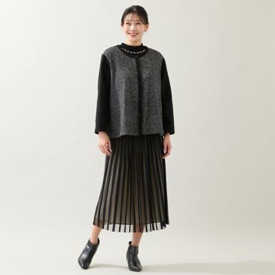 洗える・日本製・3L／4Lサイズあり】起毛ジャカードカーディガン