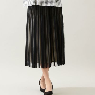 リバーシブル・3L／4Lサイズあり】チュールプリーツスカート