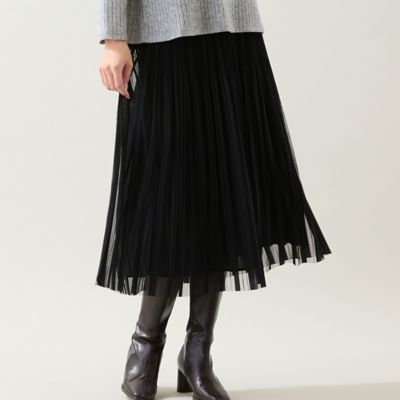 ＜MISSEL＞【リバーシブル・３Ｌ／４Ｌサイズあり】チュールプリーツスカート（２１０４１６０１）
