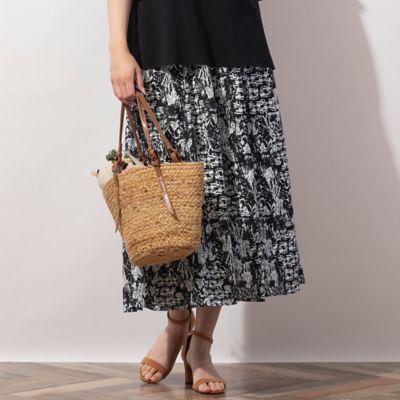 ＜MISSEL＞リーフプリントフレアスカート〔セットアップ対応〕（２１０４５３６２）