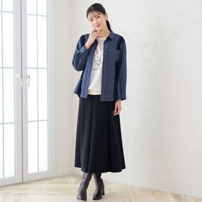 3L／4Lサイズあり】ダンボールニットAラインスカート