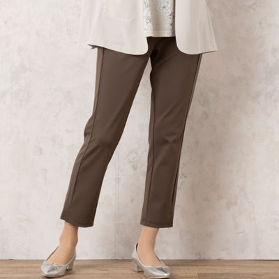 【送料無料】MISSEL/ミゼール 大きいサイズ【洗える・吸水速乾・日本製】裾スリット スリムパンツ(21052501) チャイロ パンツ・ズボン【三越伊勢丹/公式】