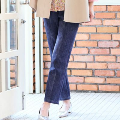 ＜MISSEL＞【洗える・快適ストレッチ・Ｌ～４Ｌサイズ】デニム柄ストレッチパンツ（２１０５２６０１）