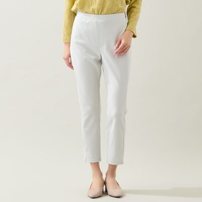 美品 完売品 DECEMBERMAY 1-505-2054 スリムパンツ L白 洗える・すぐ乾く時短素材・L～4Lサイズ】裾スリットスリムパンツ