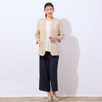 【洗える・セットアップ可能】ピンタック入りワイドクロップドパンツ（２１０５３５０５）