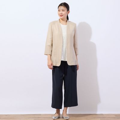 【洗える・セットアップ可能】ピンタック入りワイドクロップドパンツ（２１０５３５０５）