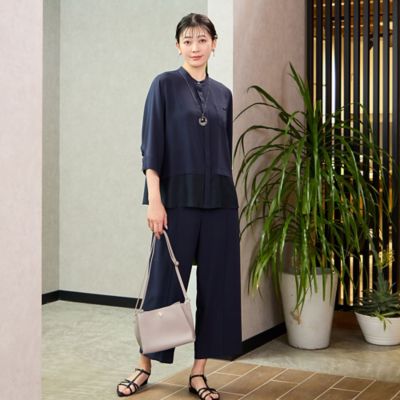 【洗える・セットアップ可能】ピンタック入りワイドクロップドパンツ（２１０５３５０５）